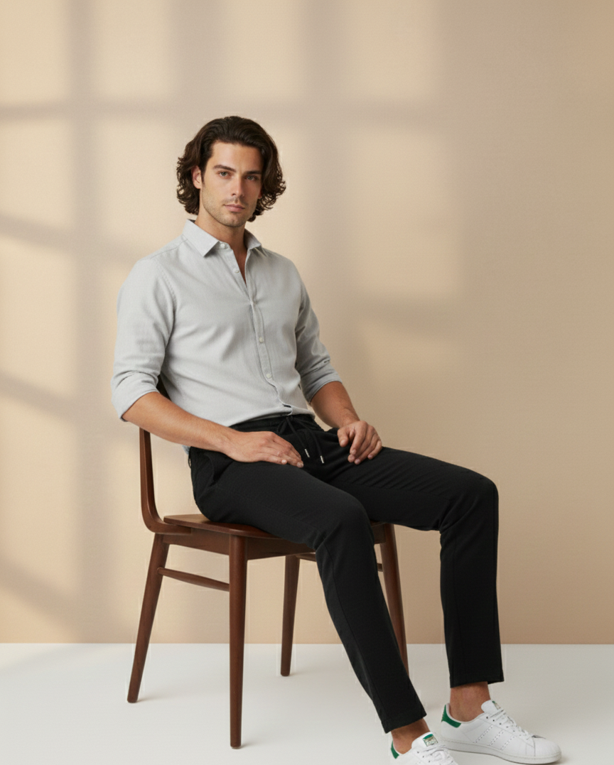 White Cotton Travel Pants