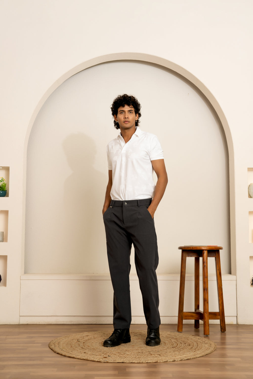 Navy Blue Corduroy Self-Stretch Trouser