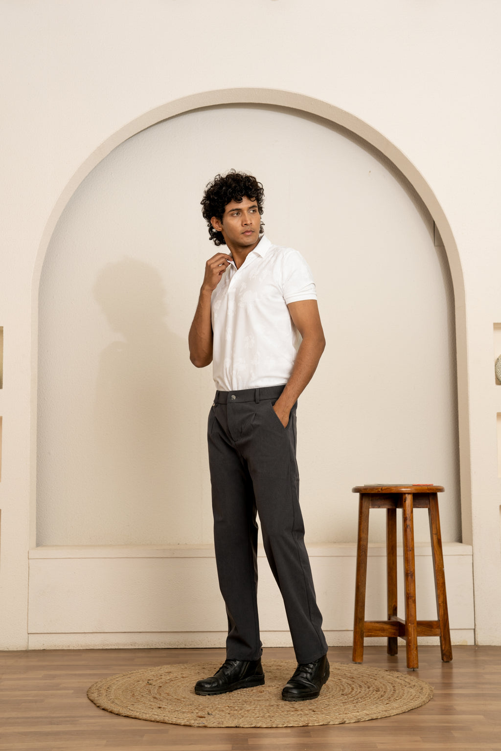 Navy Blue Corduroy Self-Stretch Trouser
