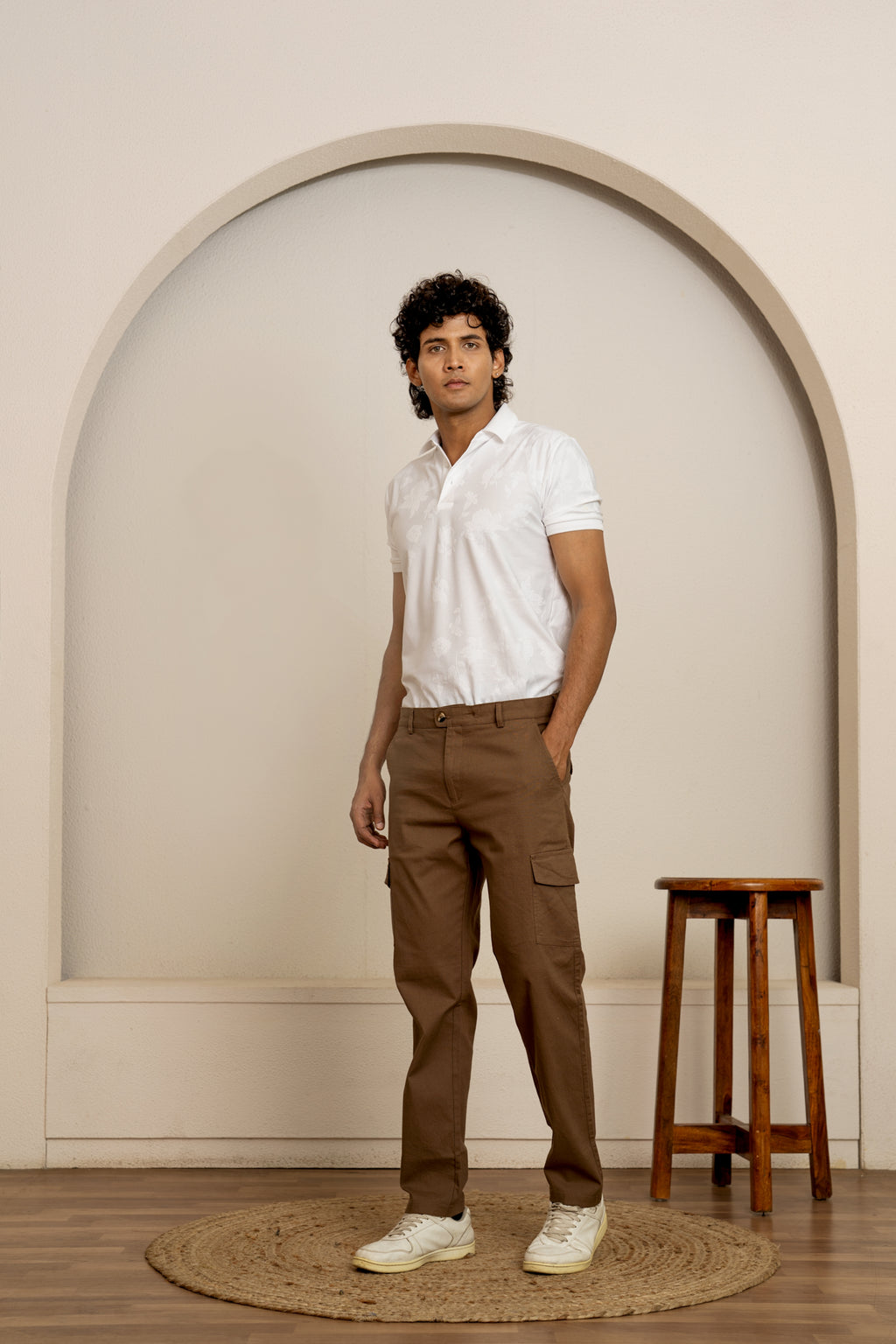 Khaki Cotton Travel Cargos