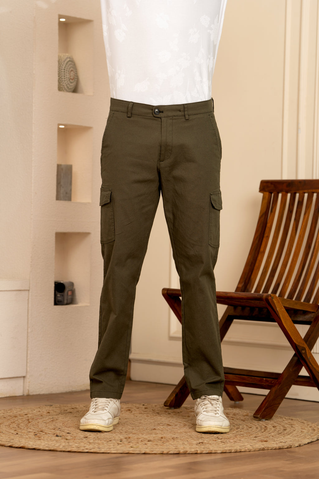 Cream Cotton Travel Cargos