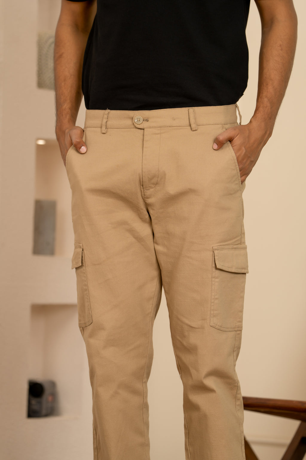Cream Cotton Travel Cargos