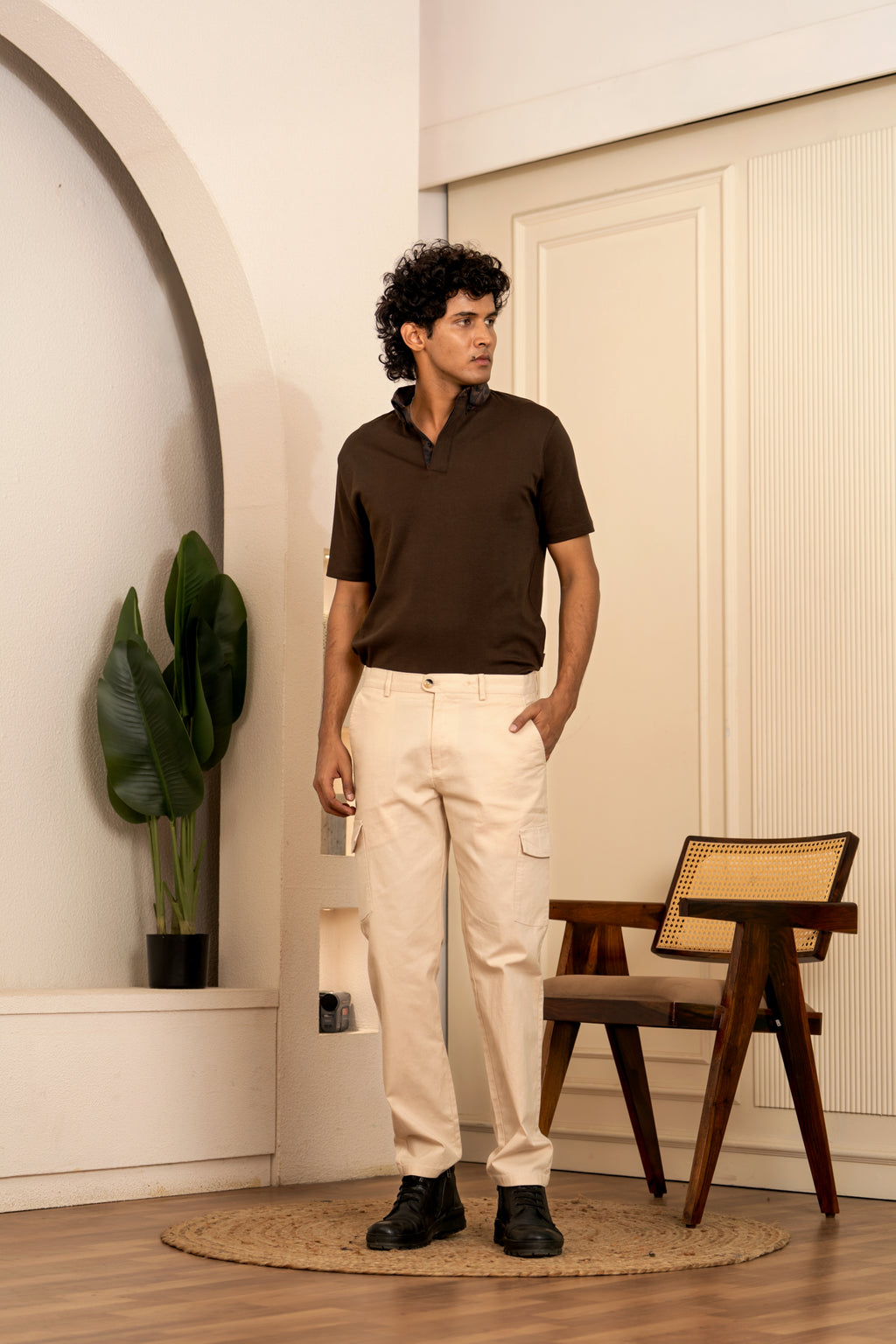 Khaki Cotton Travel Cargos