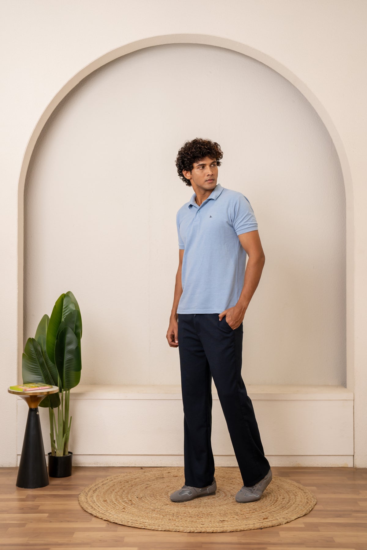 Navy Popcorn Linen Bottom
