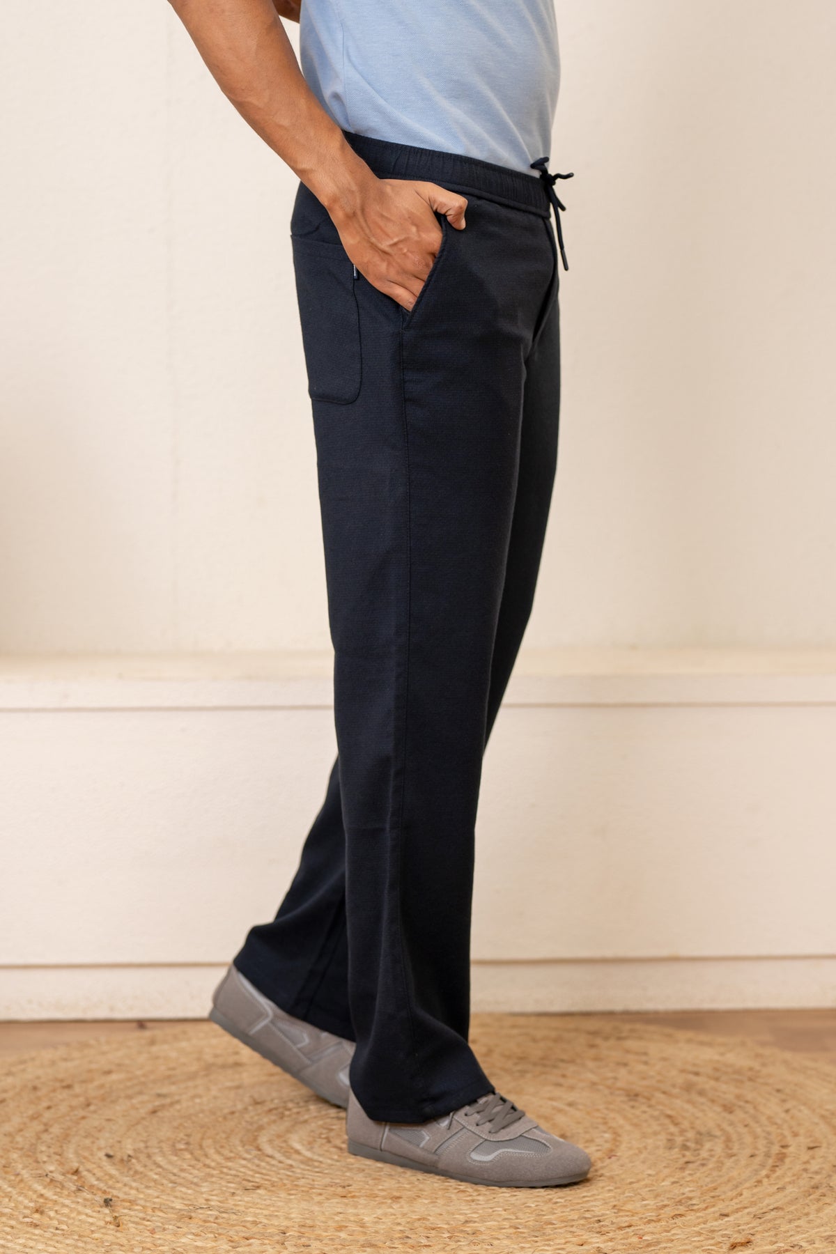 Navy Popcorn Linen Bottom