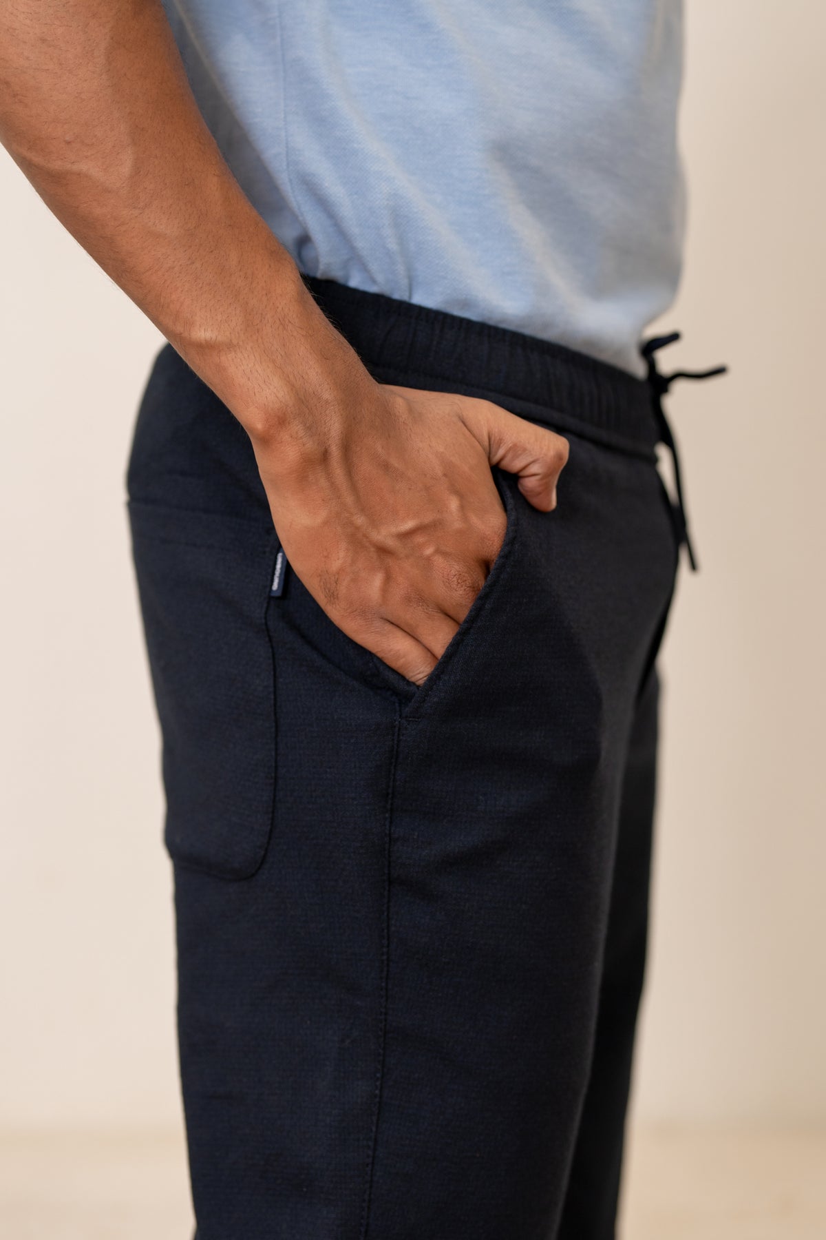 Navy Popcorn Linen Bottom