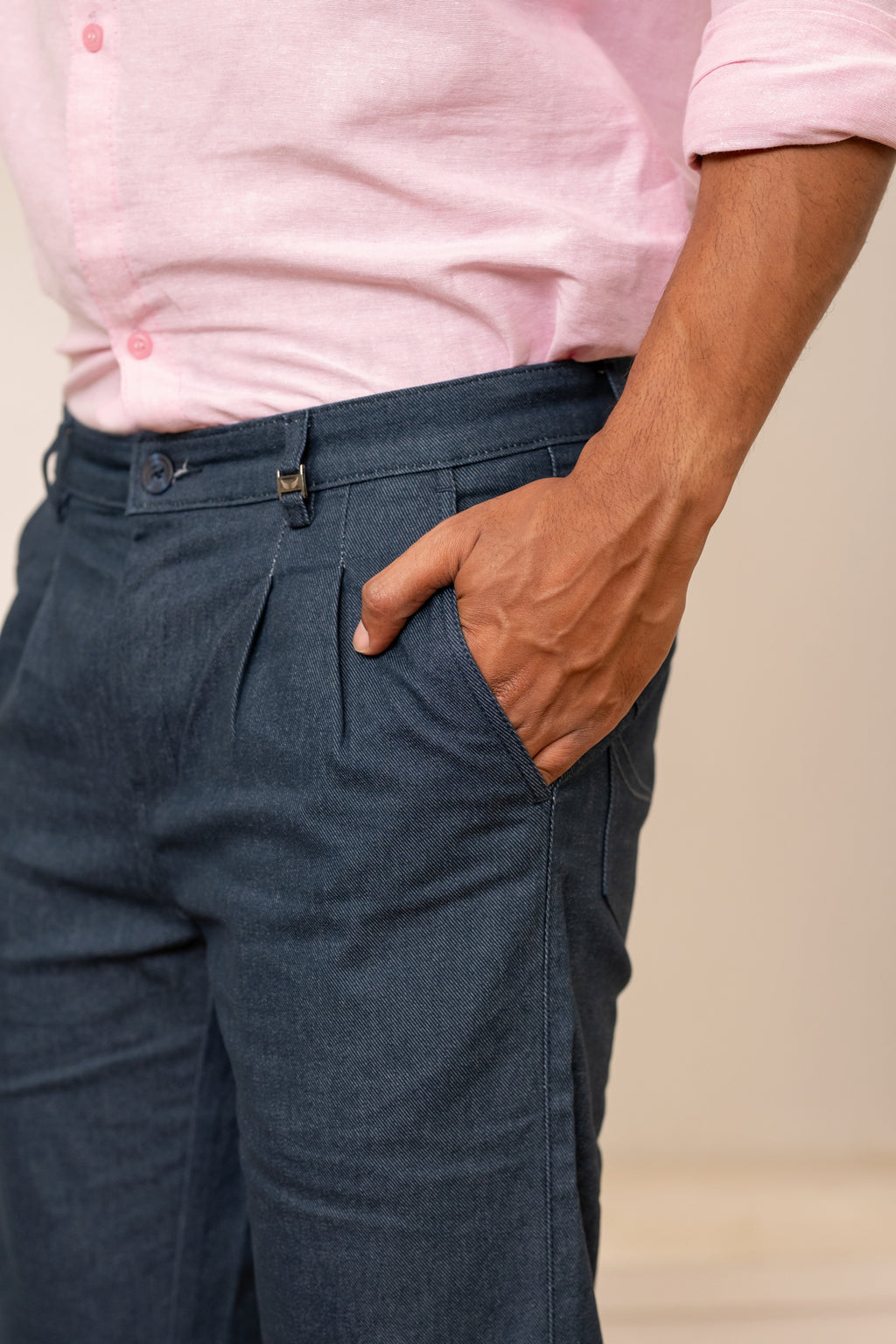 Blue Cotton Denim Trousers