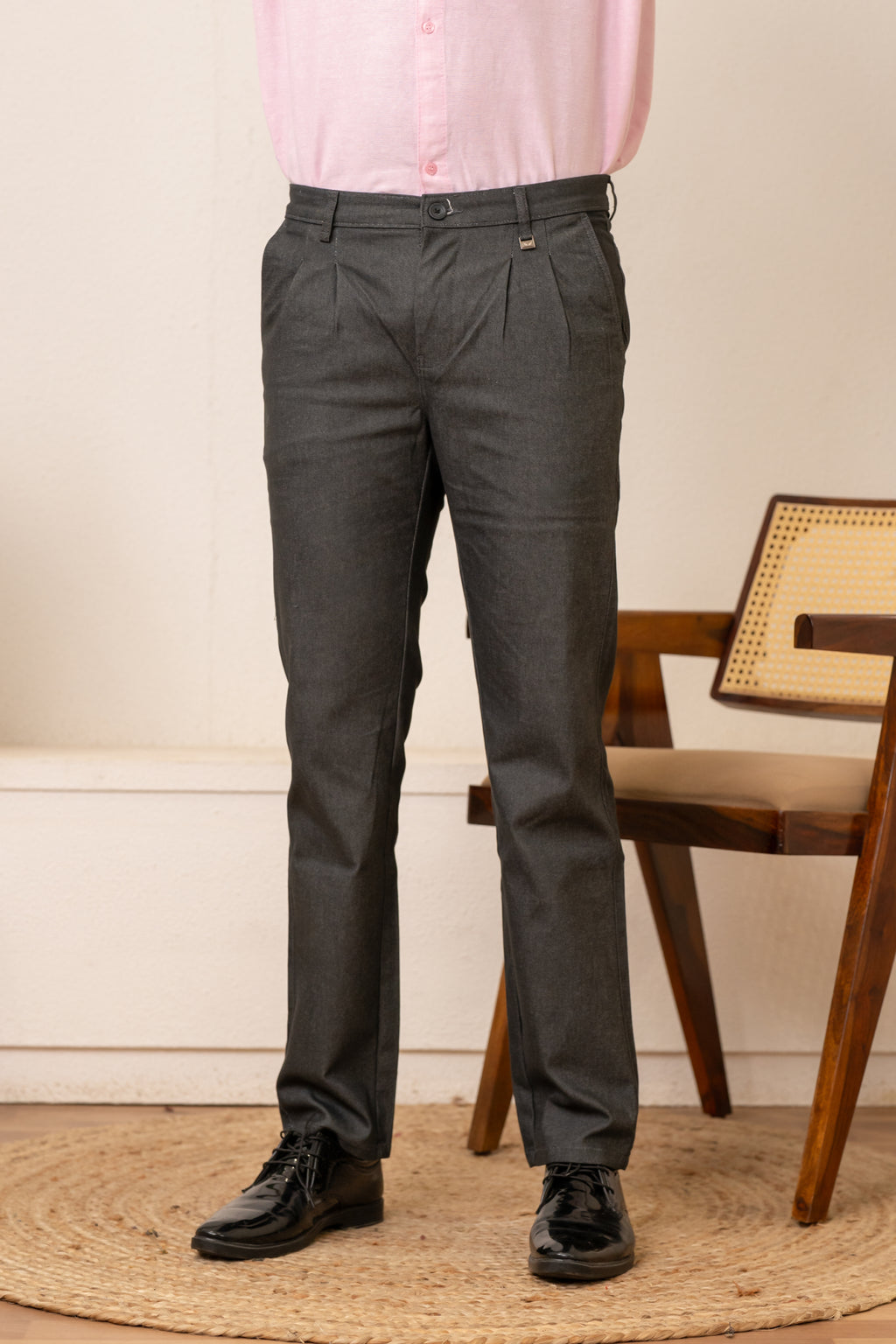 Gray Cotton Denim Trousers
