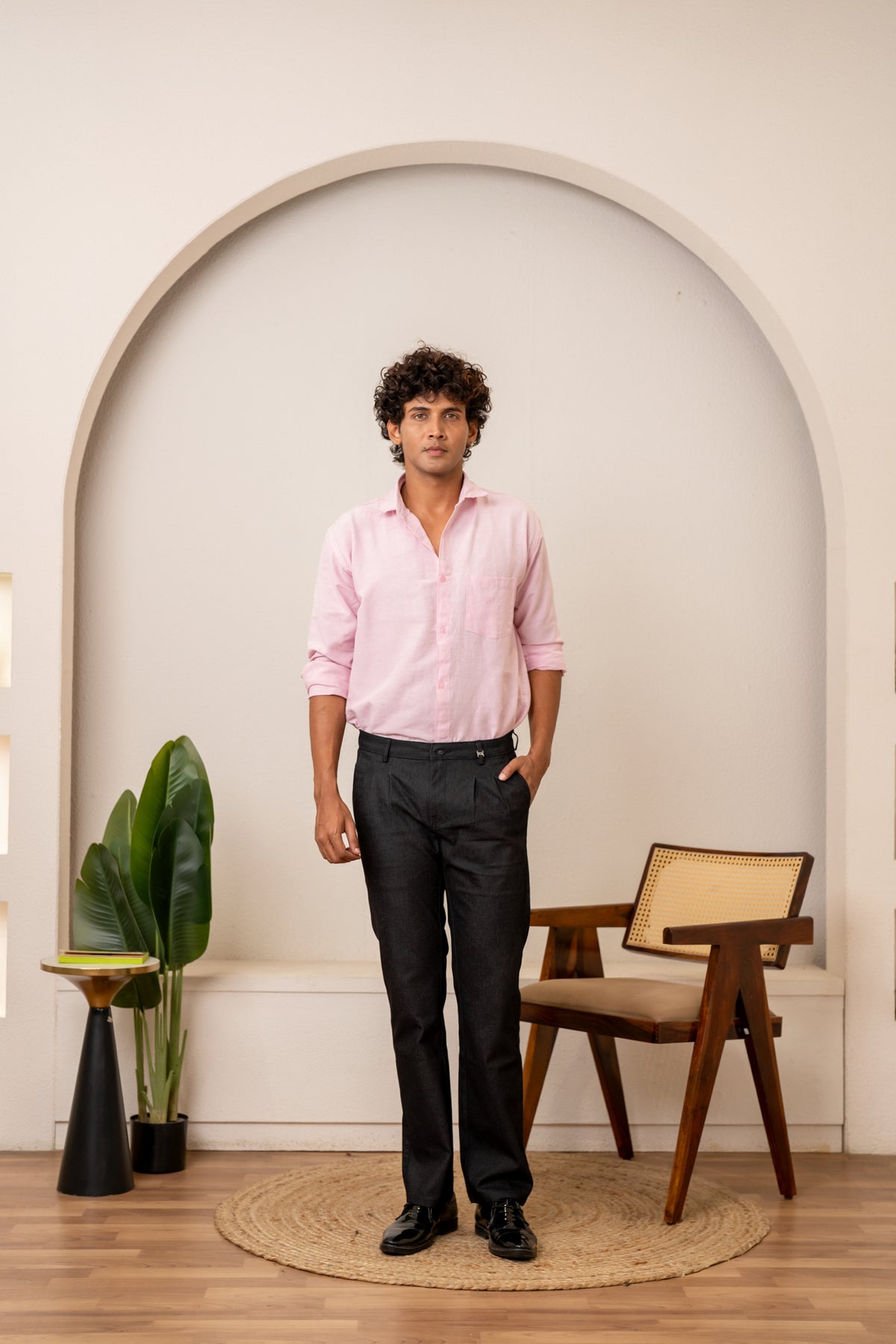 Black Cotton Denim Trousers