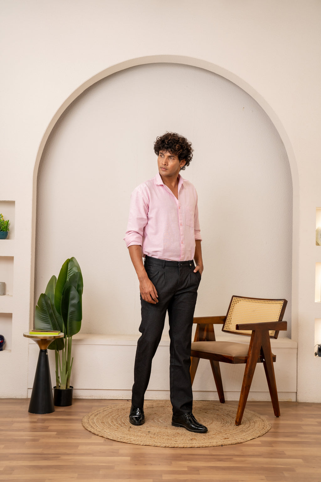 Black Cotton Denim Trousers