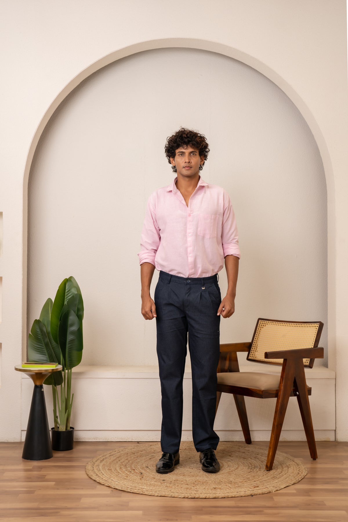 Navy Cotton Denim Trousers
