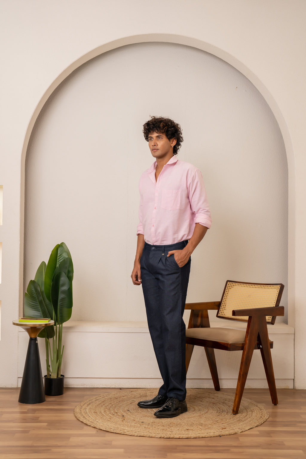 Navy Cotton Denim Trousers