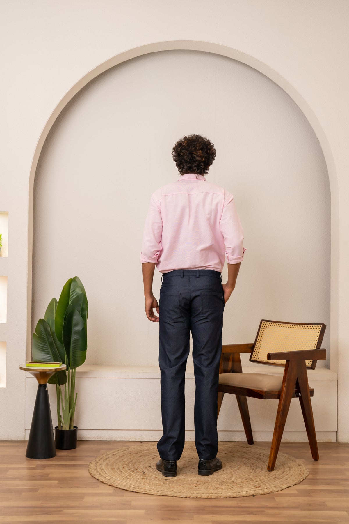 Navy Cotton Denim Trousers