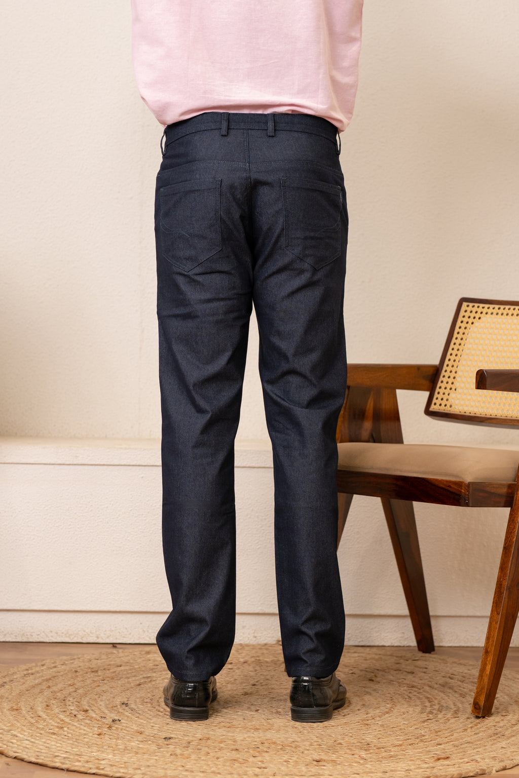 Navy Cotton Denim Trousers