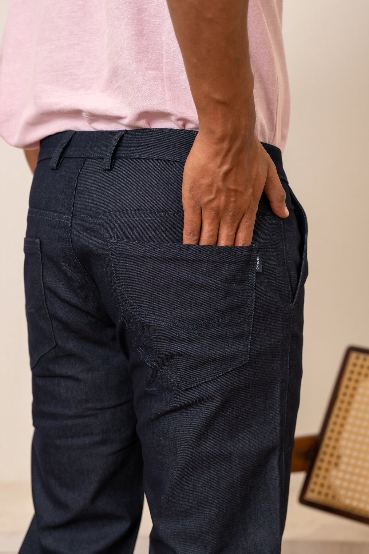 Navy Cotton Denim Trousers