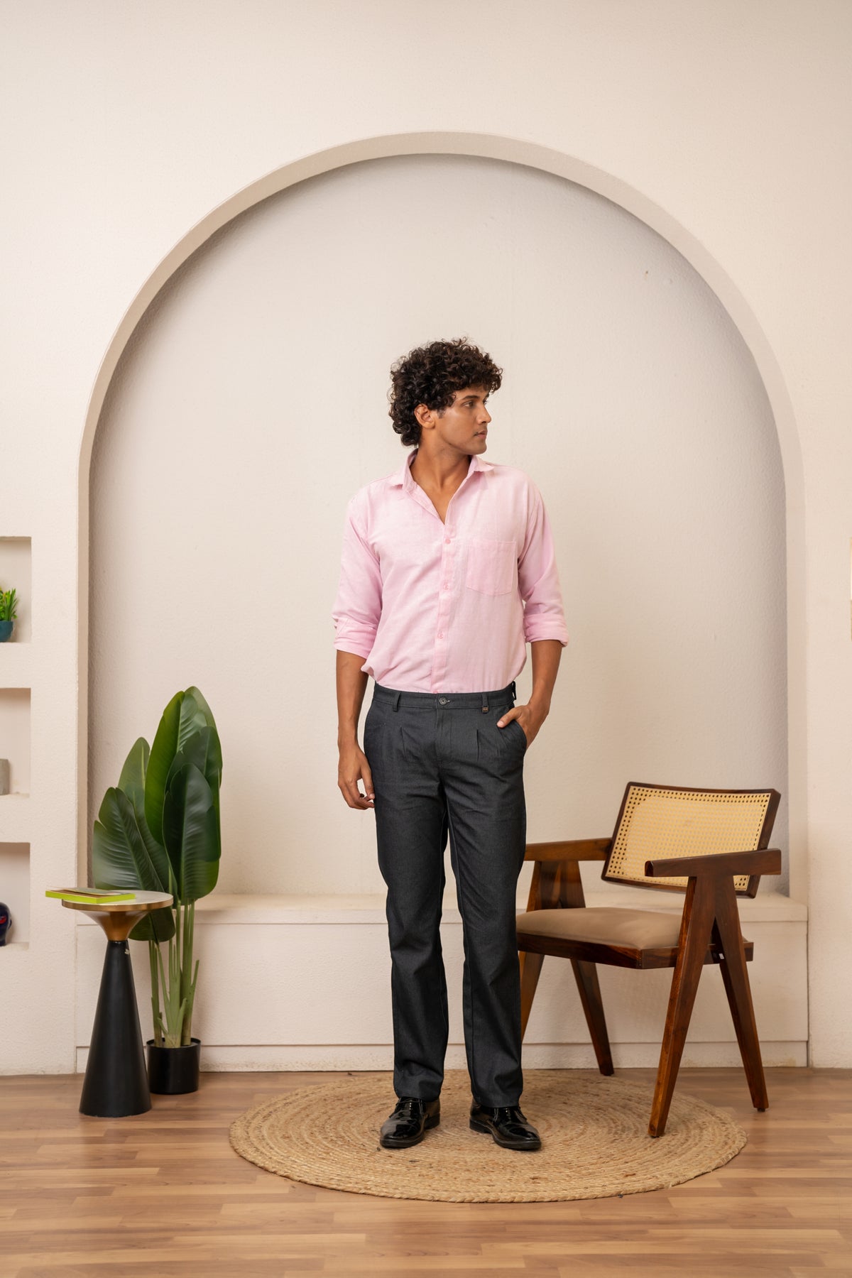 Navy Cotton Denim Trousers