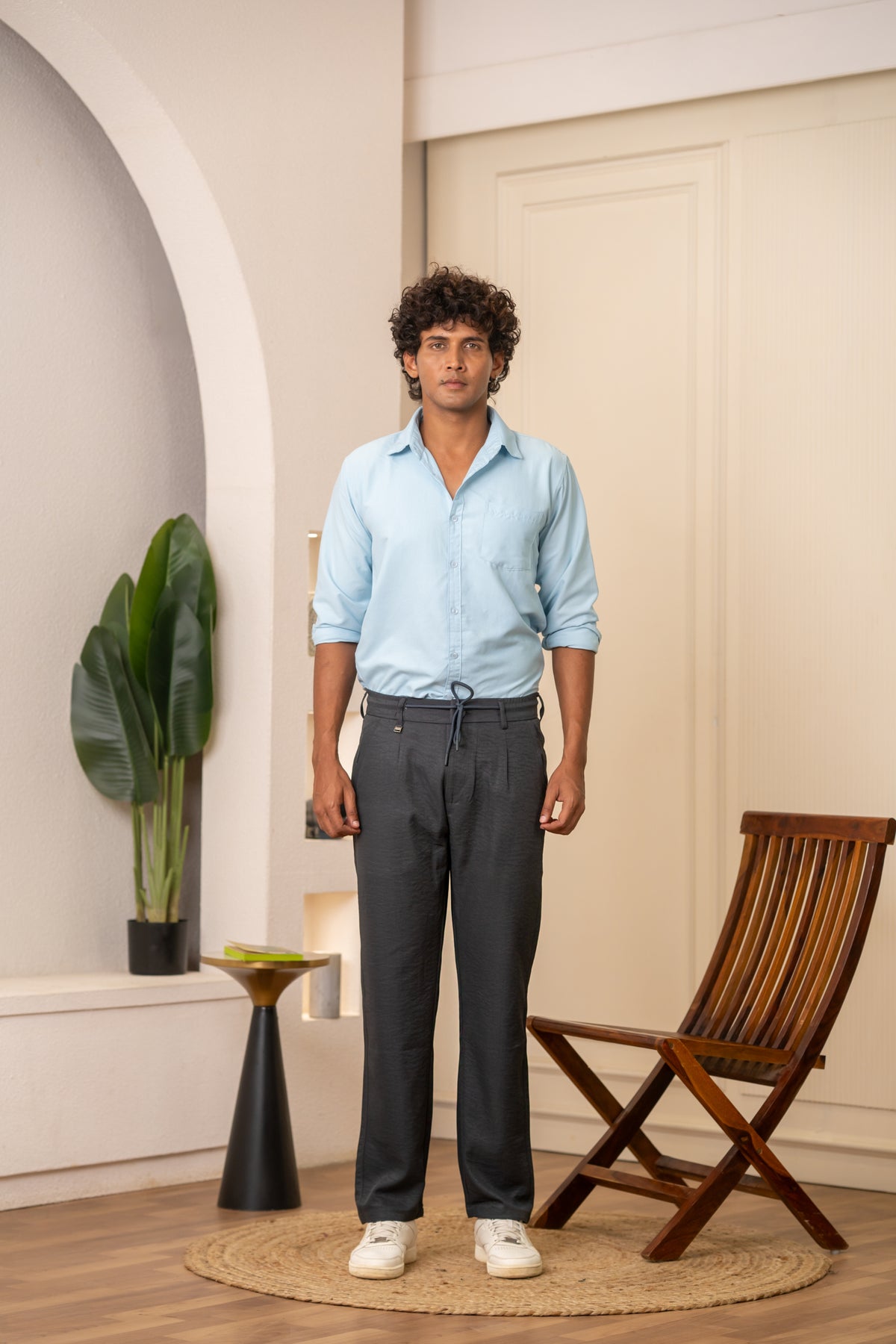 Gray Pleated Relaxed Trousers