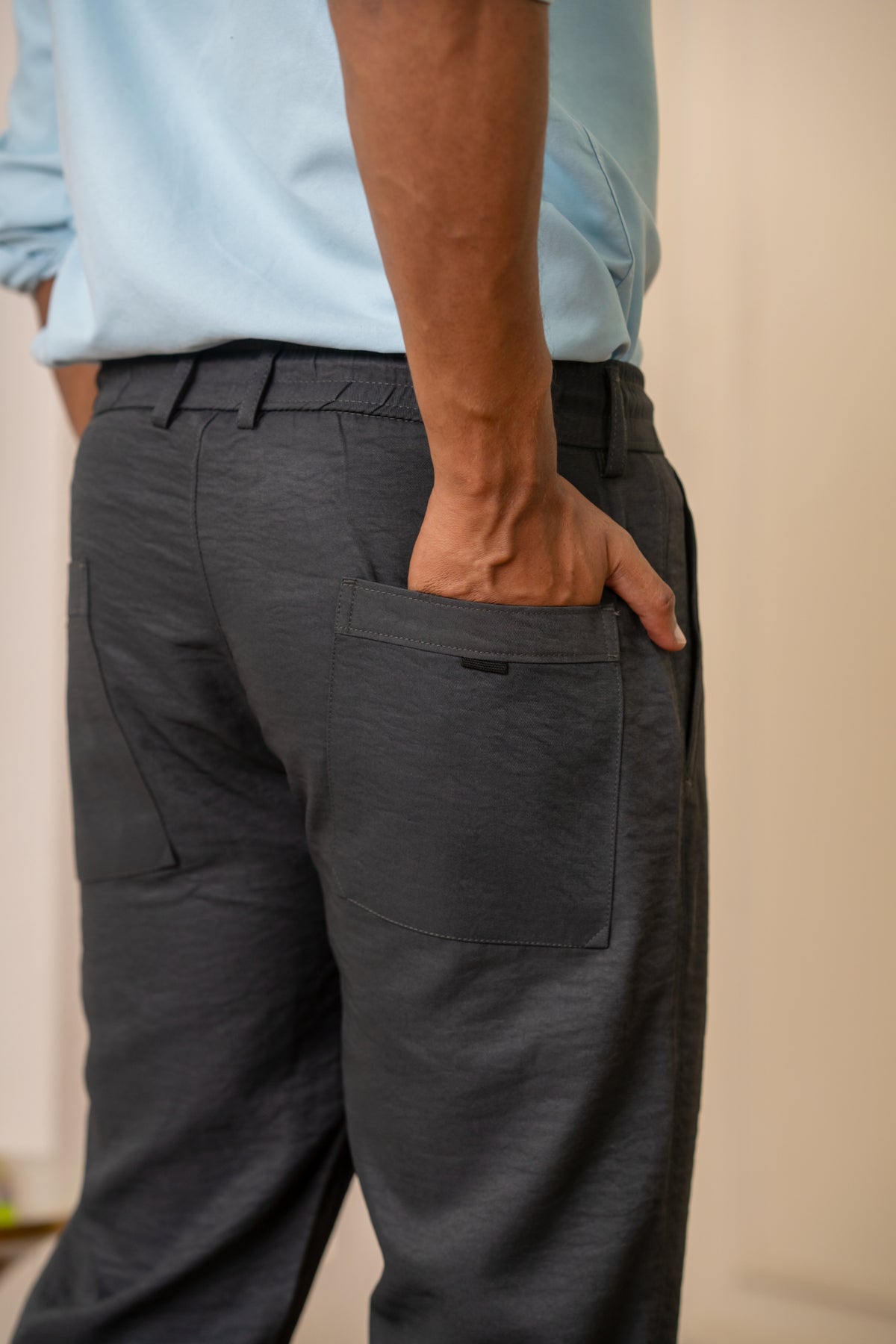 Gray Pleated Relaxed Trousers
