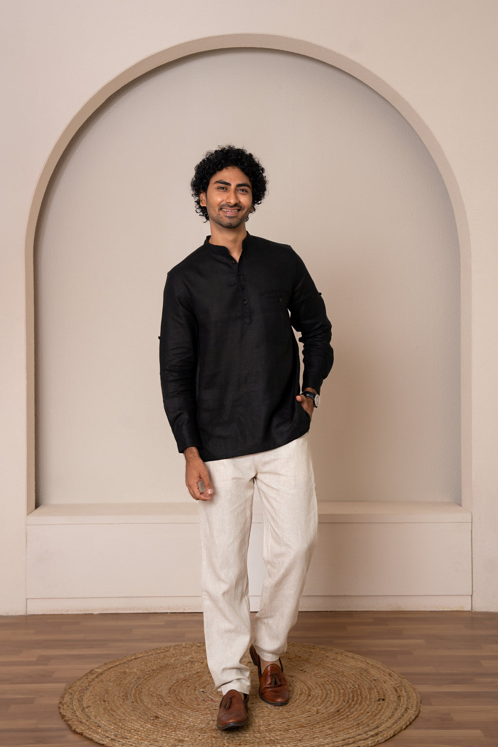 White Linen Short Kurta