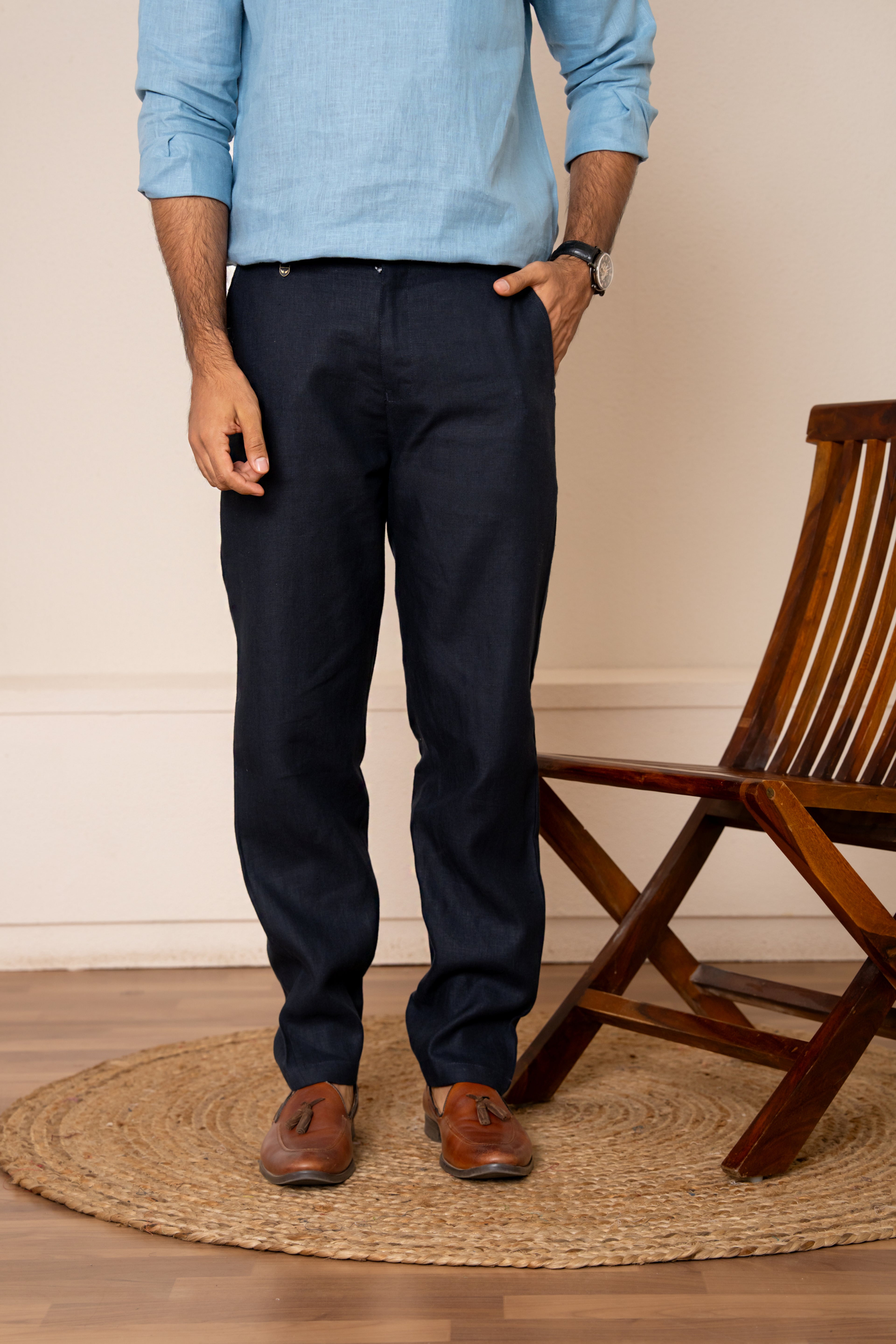 AWADH Trousers - Navy Blue