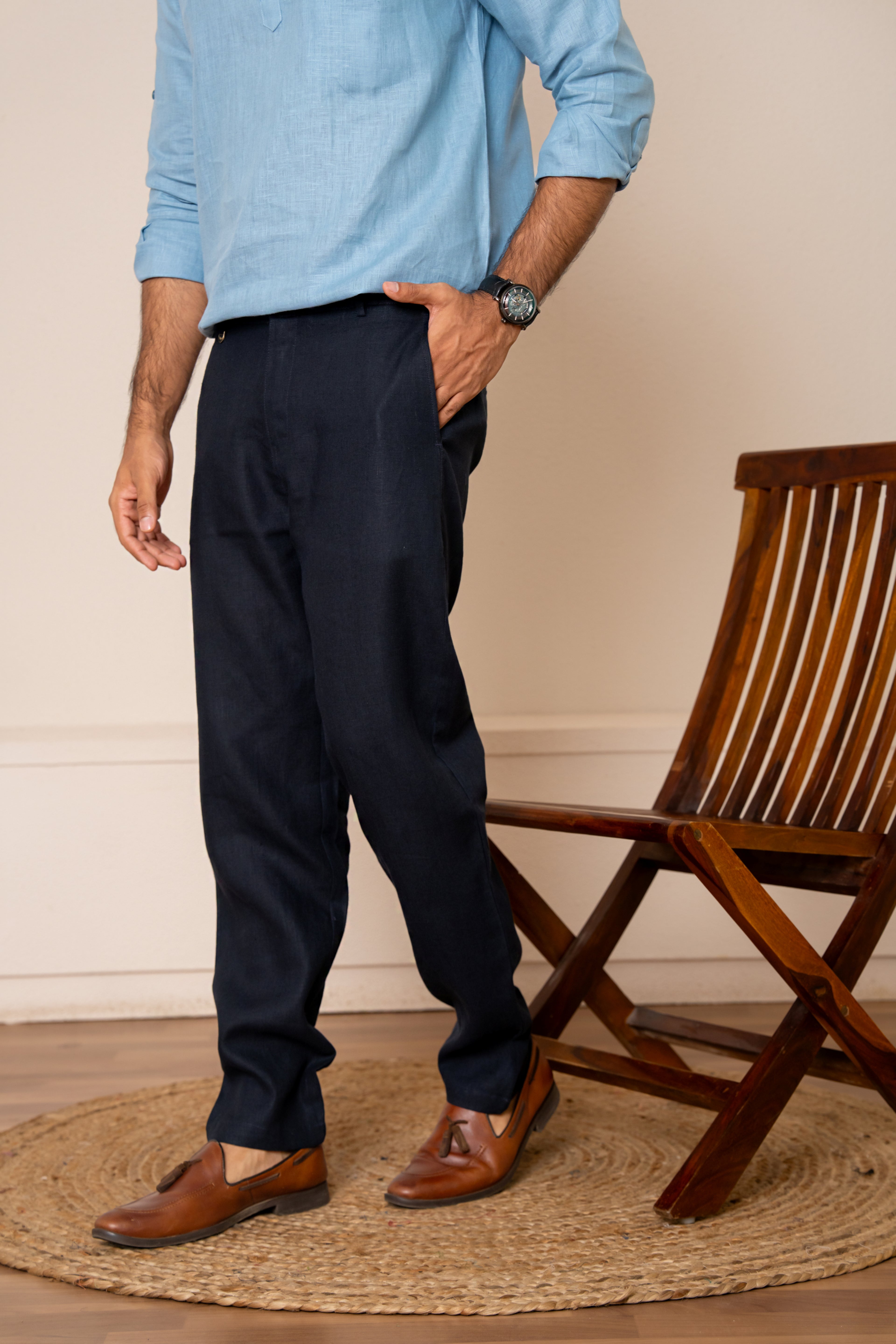 AWADH Trousers - Navy Blue